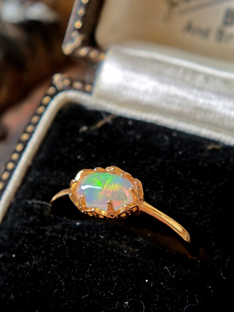 黄 赤 ミルキーオパール リング 指輪 silver925 MCB