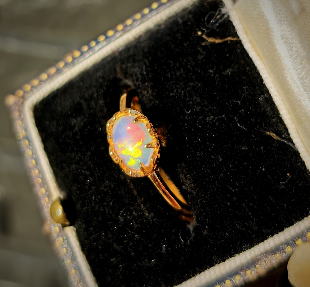 黄 赤 ミルキーオパール リング 指輪 silver925 MCB