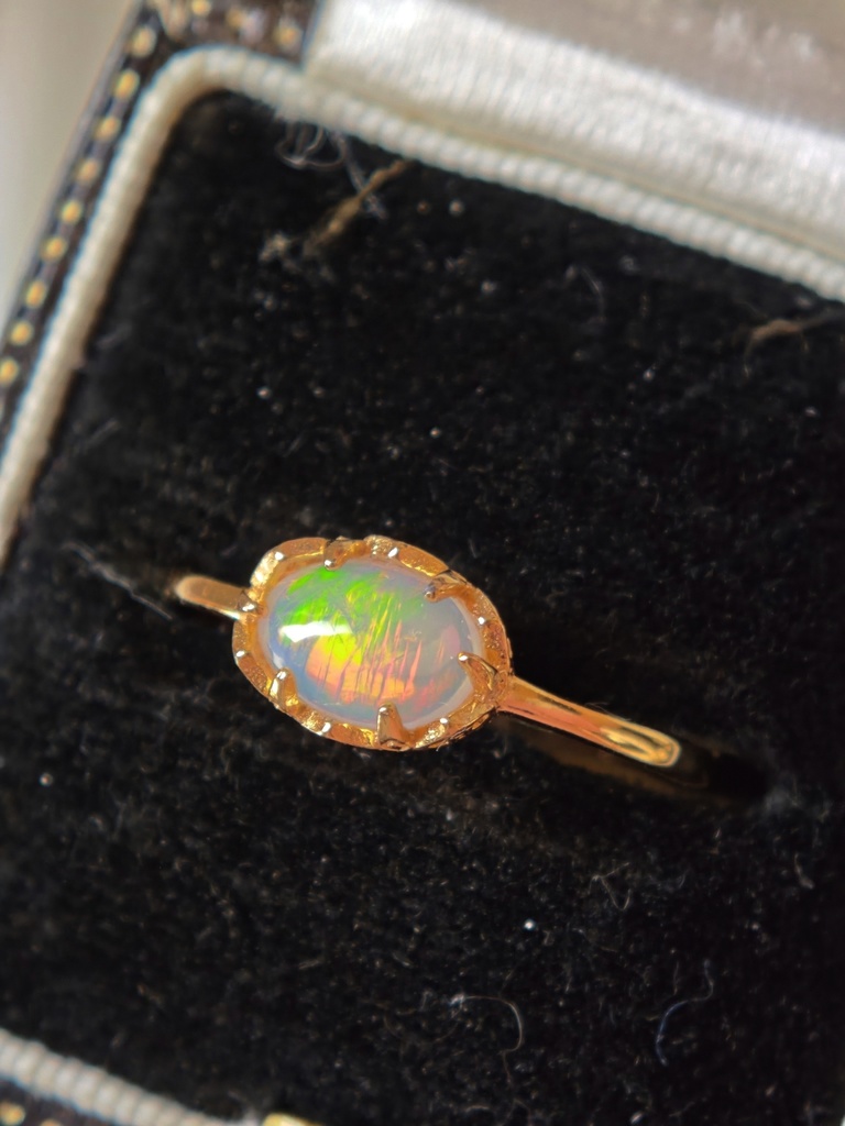 黄 赤 ミルキーオパール リング 指輪 silver925 MCB