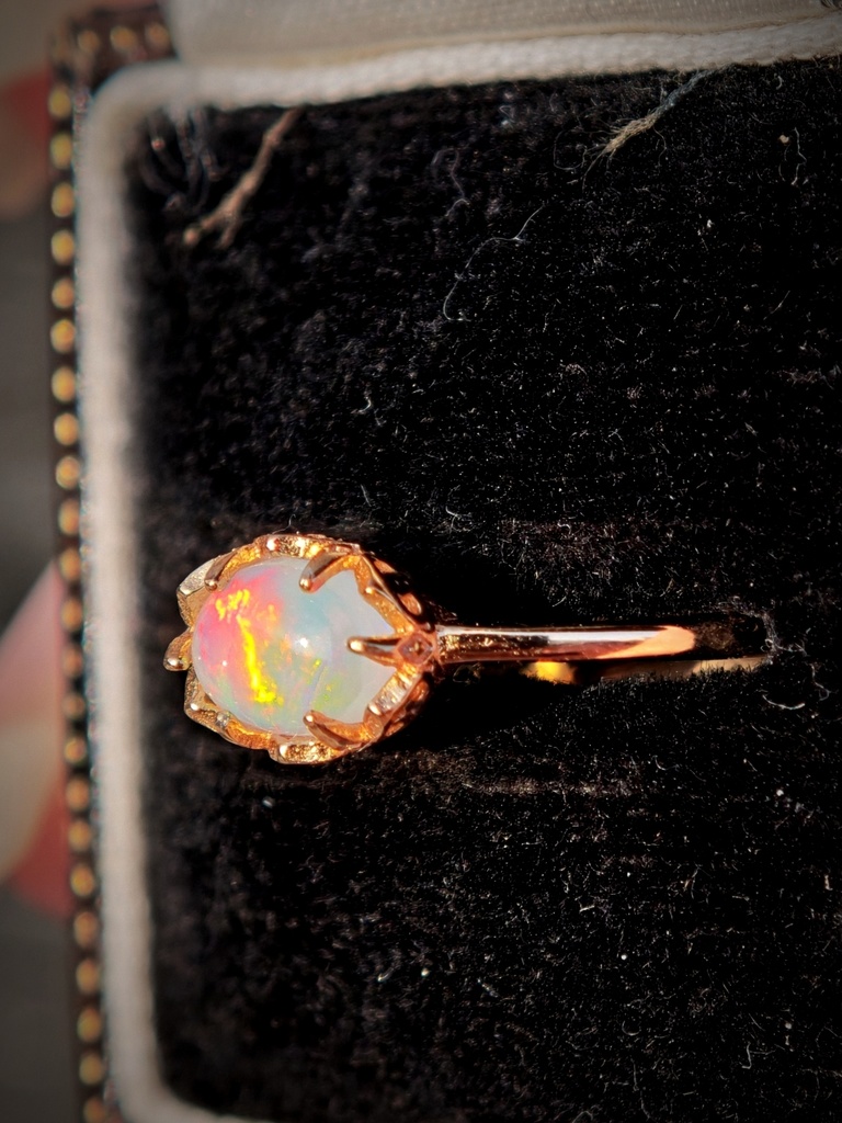 黄 赤 ミルキーオパール リング 指輪 silver925 MCB