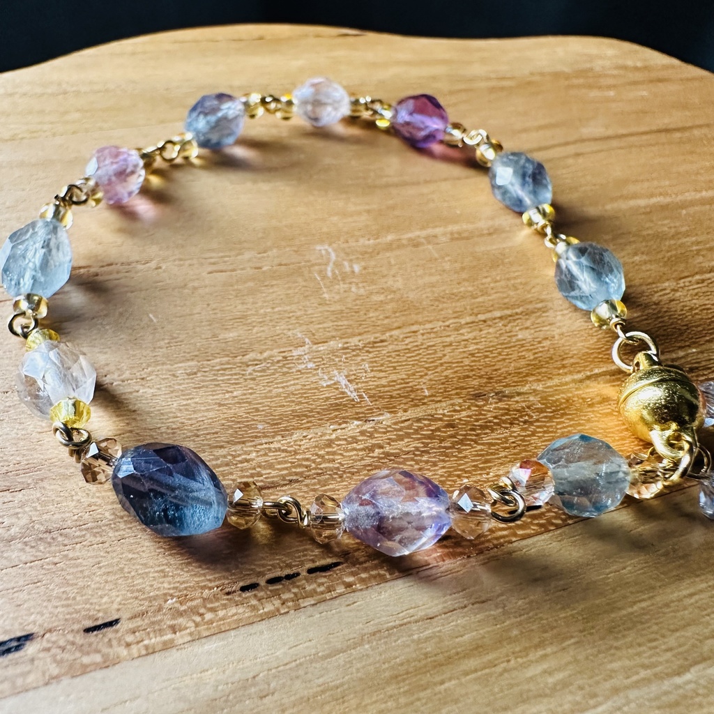 送料込み 片手でつけれる キャンディカラー フローライトブレスレット