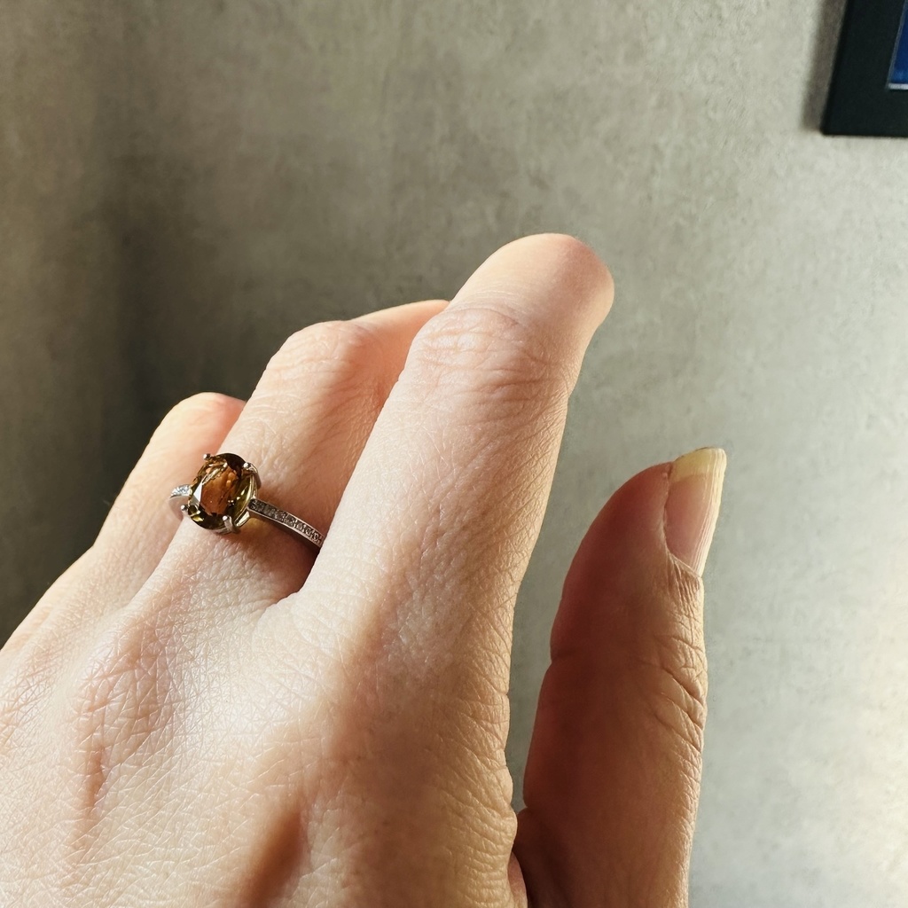 送料込み ブランデー シトリン オーバルカット シルバー925 リング 指輪 天然石