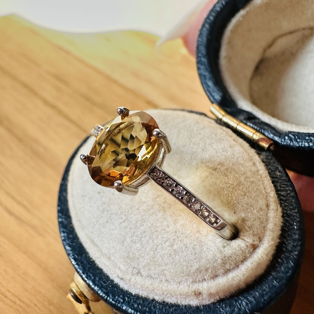 送料込み ブランデー シトリン オーバルカット シルバー925 リング 指輪 天然石