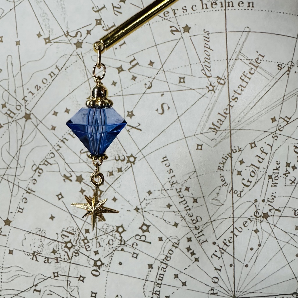 送料込み 夜の魔術部 当店オリジナルパーツ ブルーアクリル 星のかんざし