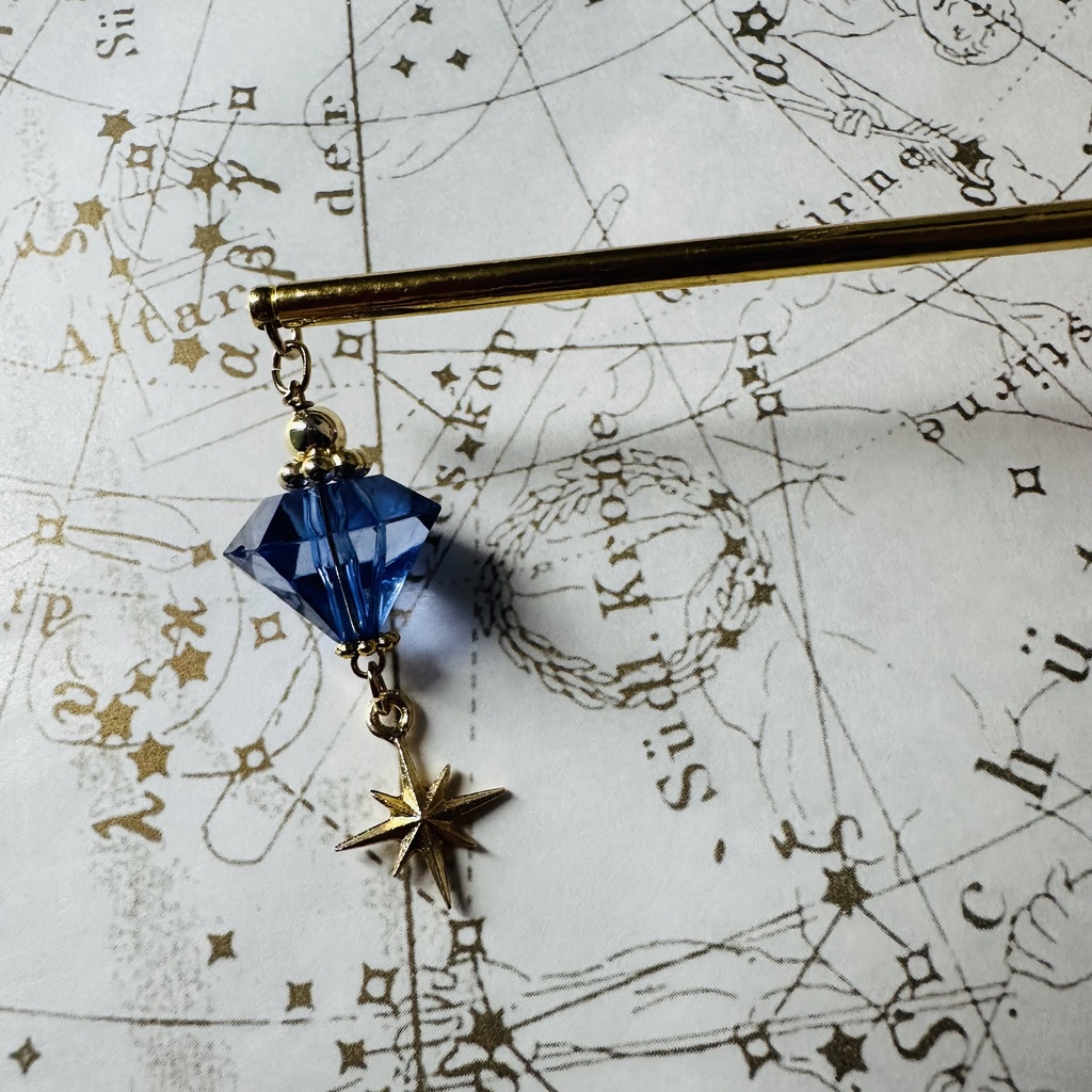送料込み 夜の魔術部 当店オリジナルパーツ ブルーアクリル 星のかんざし