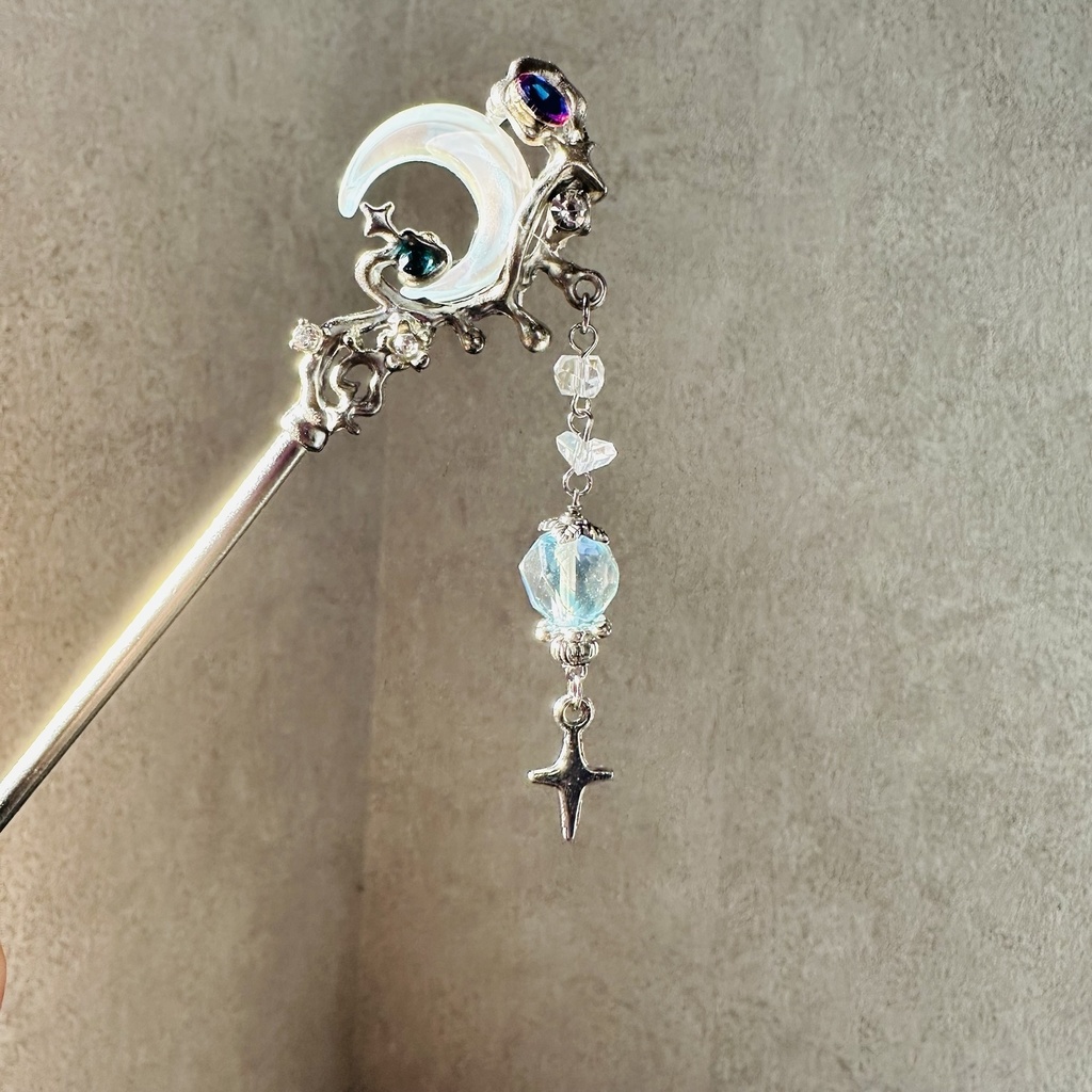 送料込み 夜の魔術部 天体観測 惑星 月 ルナフラッシュの輝き かんざし