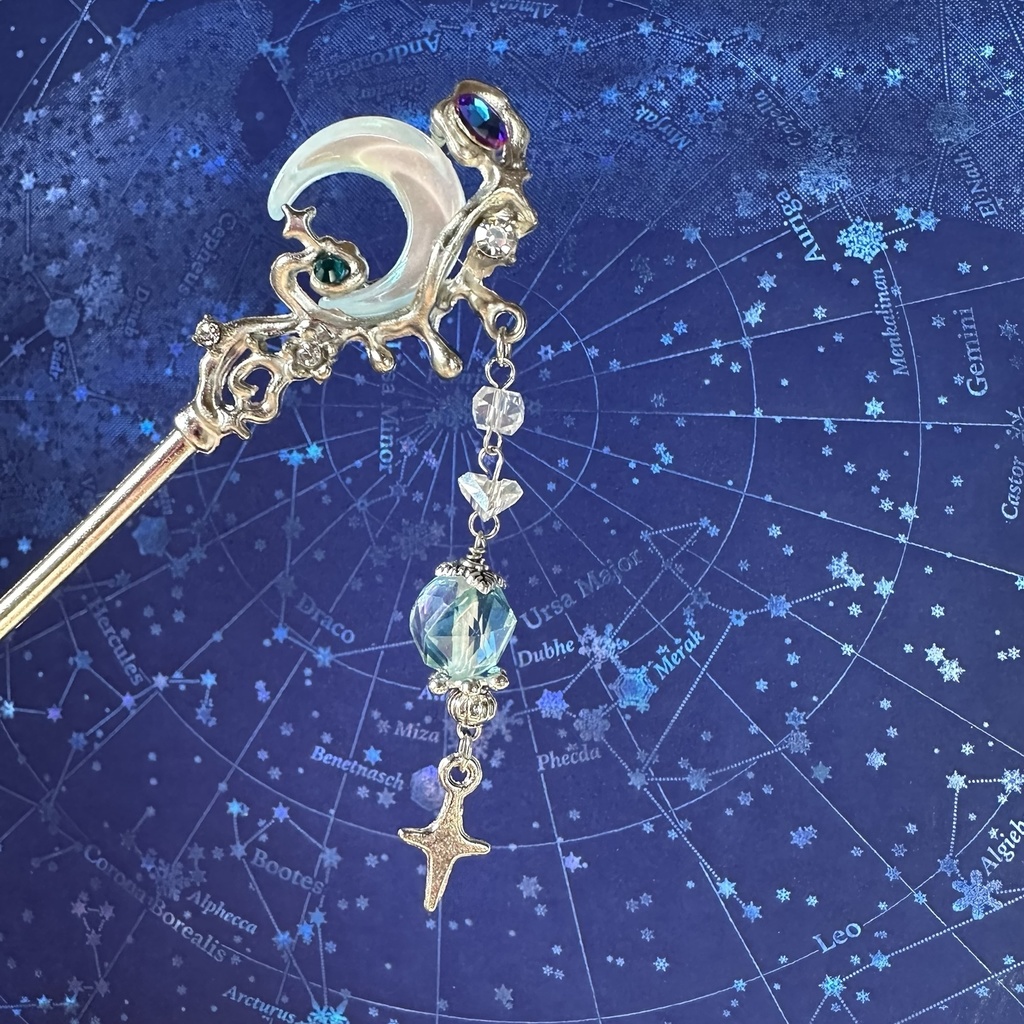 送料込み 夜の魔術部 天体観測 惑星 月 ルナフラッシュの輝き かんざし