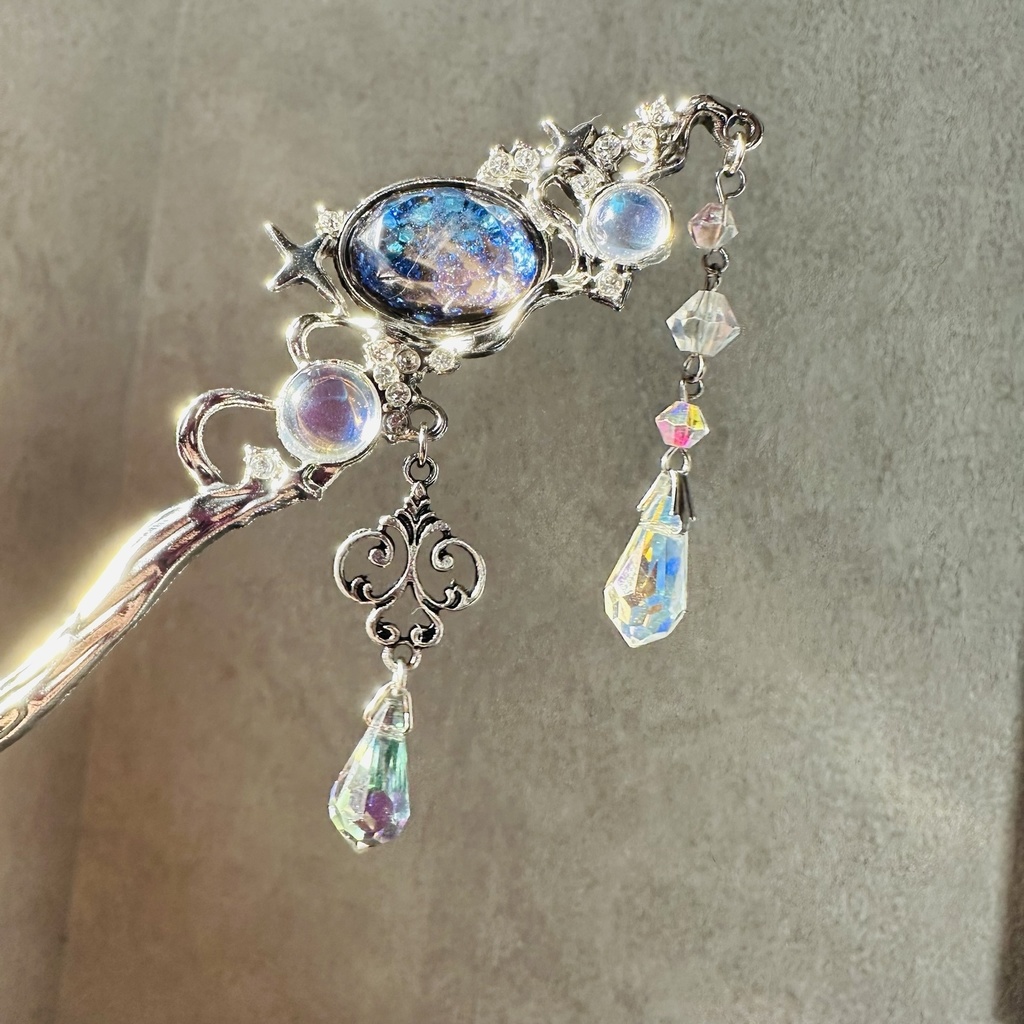 送料込み 夜の魔術部 天体観測 惑星 オリジナルカボション かんざし