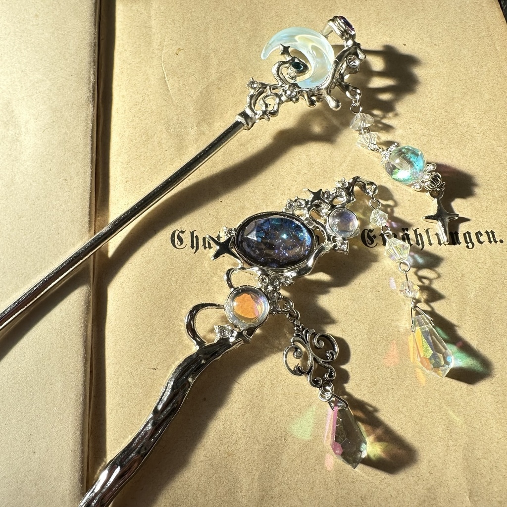 送料込み 夜の魔術部 天体観測 惑星 オリジナルカボション かんざし