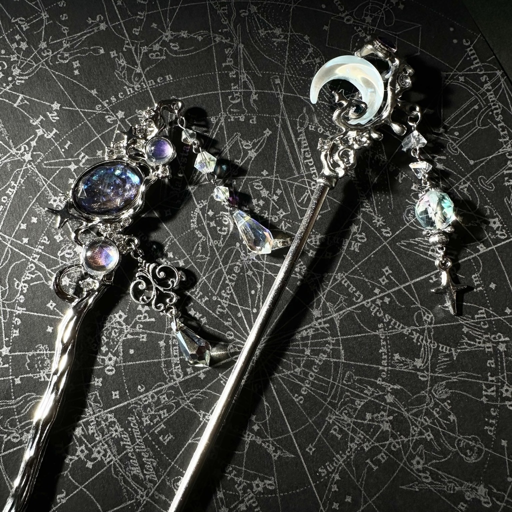 送料込み 夜の魔術部 天体観測 惑星 オリジナルカボション かんざし