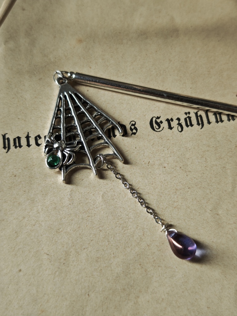 ハロウィン 蜘蛛 蜘蛛の巣 かんざし 色変更無料