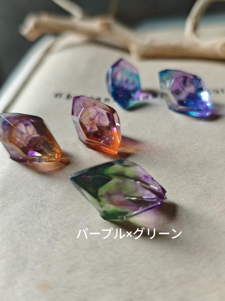 バイカラー鉱石 オーダー 説明必読 左右ペア価格 金具選択もしてください 金具は金色