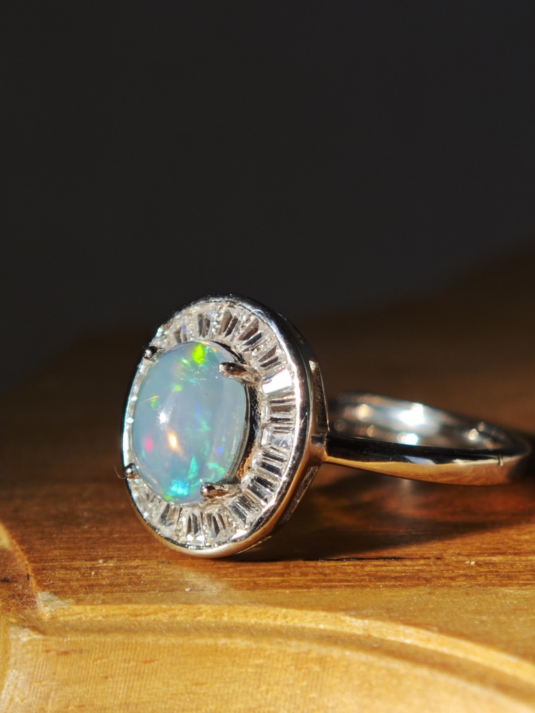 送料込み 8mm オーロラみたいなオパール リング 指輪 MCB