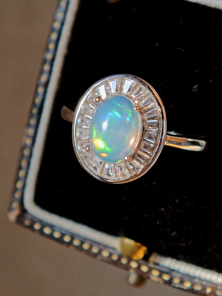 送料込み 8mm オーロラみたいなオパール リング 指輪 MCB