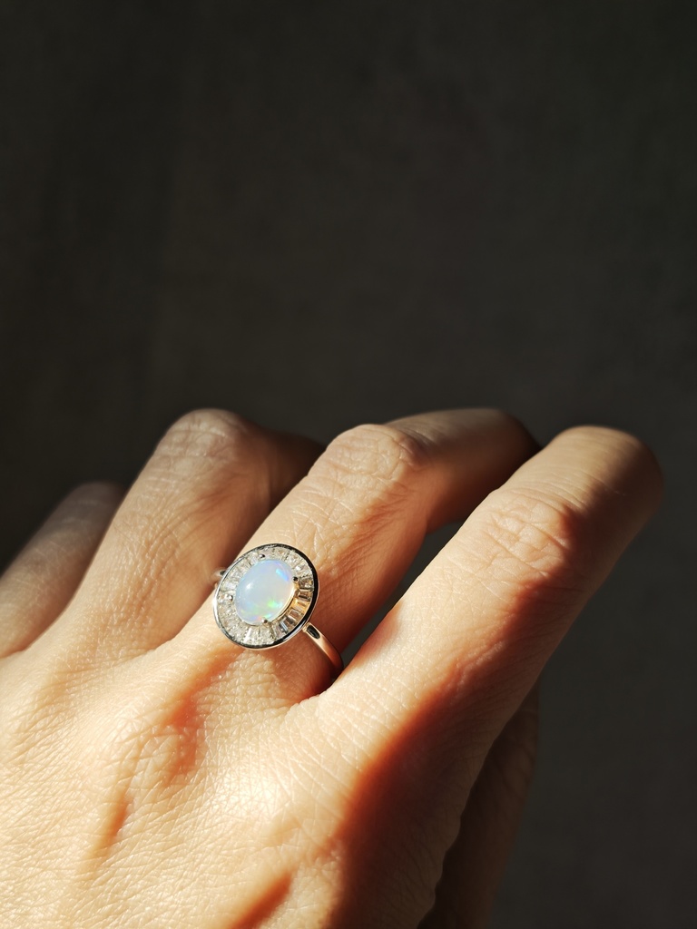 送料込み 8mm オーロラみたいなオパール リング 指輪 MCB