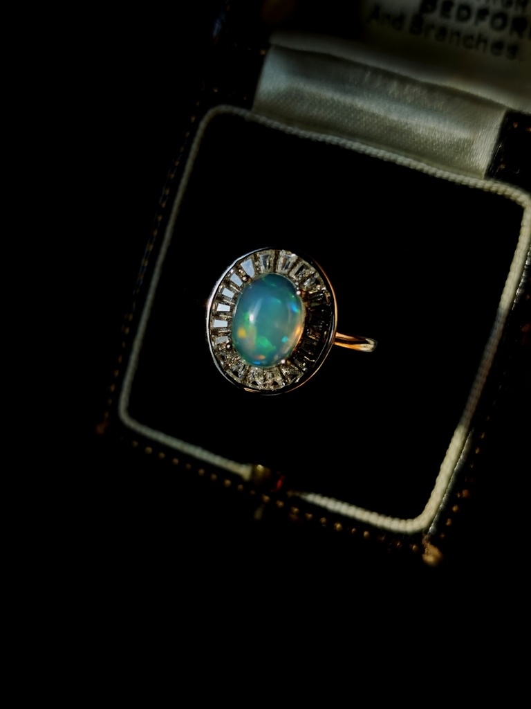 送料込み 8mm オーロラみたいなオパール リング 指輪 MCB