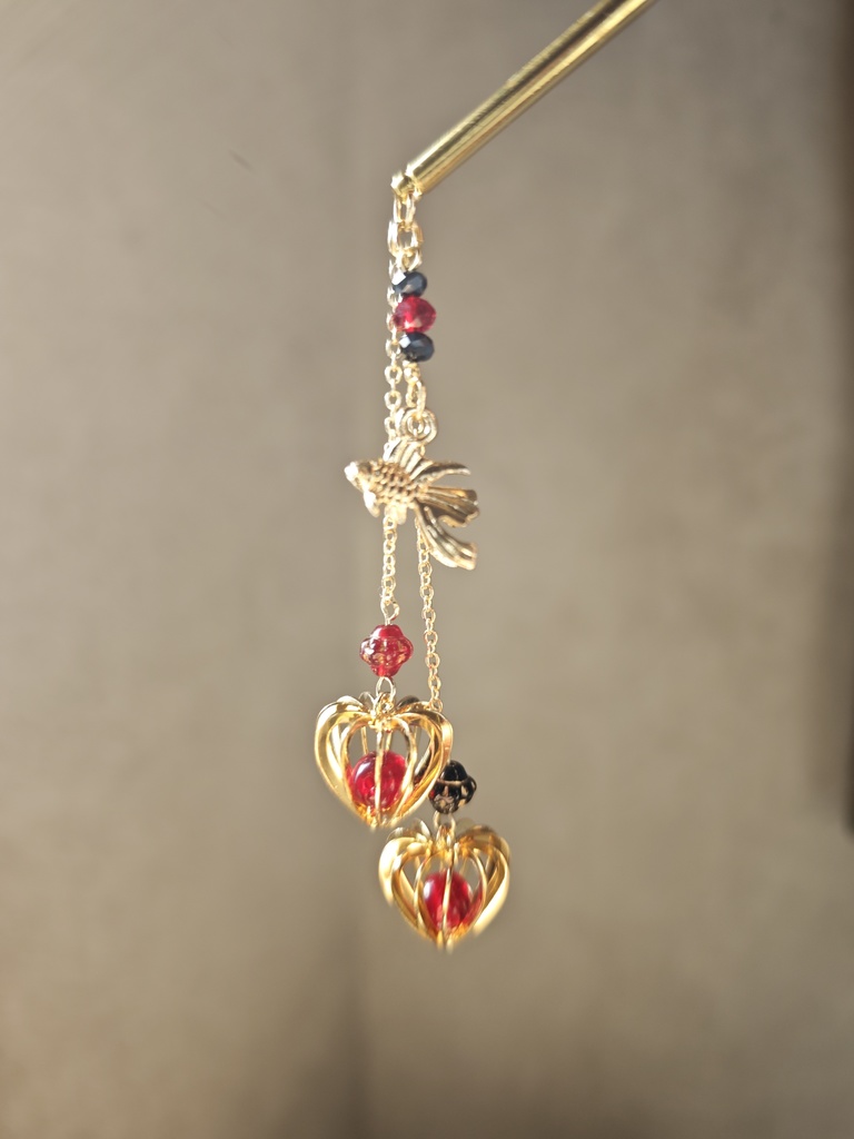 送料込み 金魚 鬼灯 簪