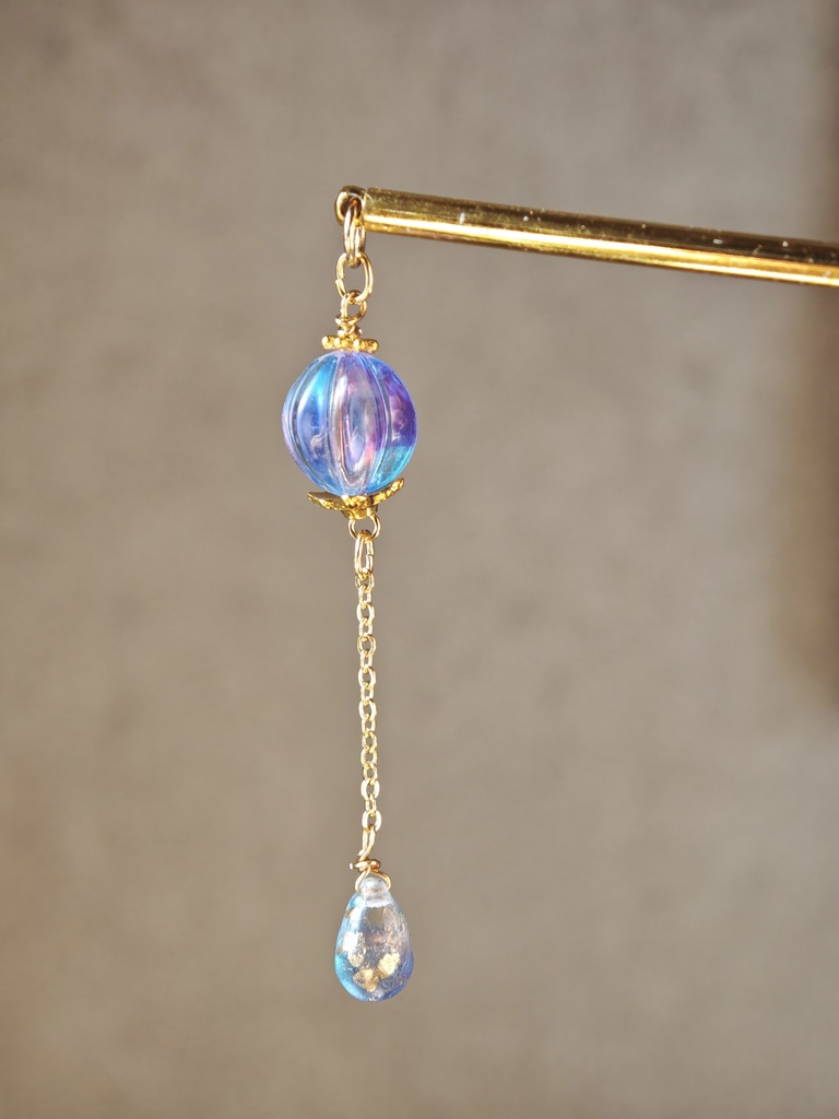 送料無料 夜の魔術部 菫と宵闇ガラス レア雫をたらした かんざし