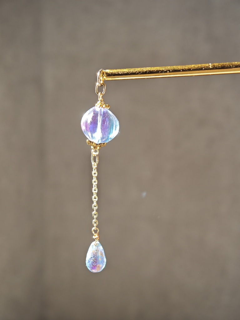 送料無料 夜の魔術部 菫と宵闇ガラス レア雫をたらした かんざし