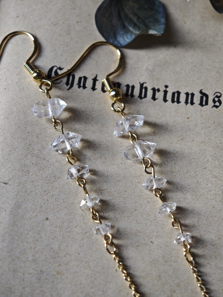 流れ星 ハーキマーダイヤモンド 14kgf ピアス