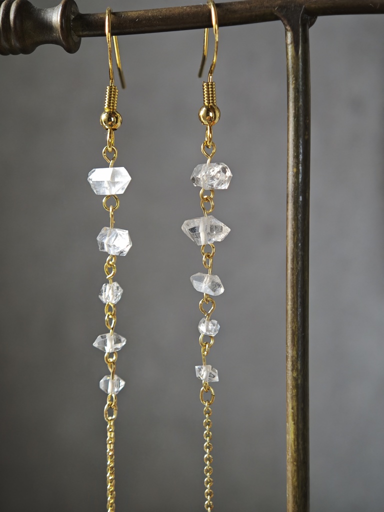 流れ星 ハーキマーダイヤモンド 14kgf ピアス