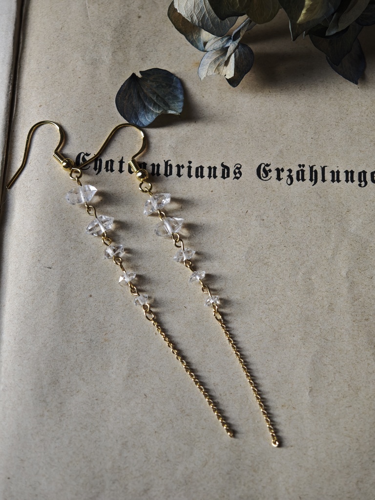 流れ星 ハーキマーダイヤモンド 14kgf ピアス