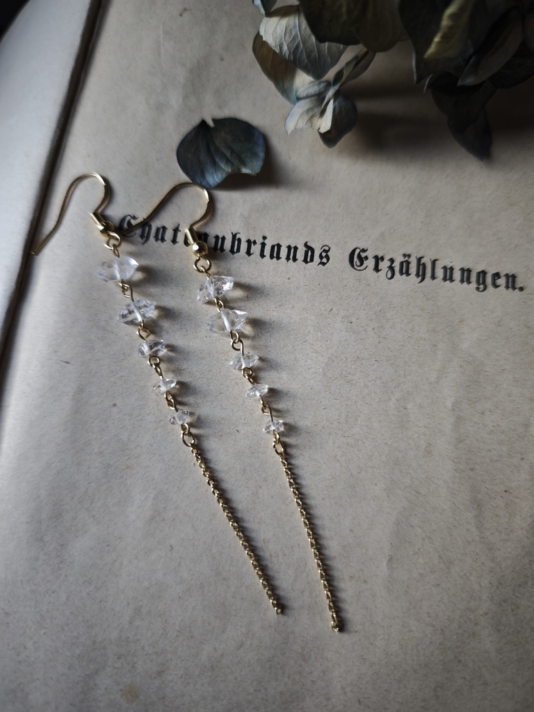 流れ星 ハーキマーダイヤモンド 14kgf ピアス