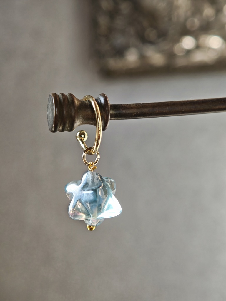 送料無料　片耳用　ブルーグリーン　マルカバスター　フローライト　イヤーカフ　ピアス、イヤリング変更可能