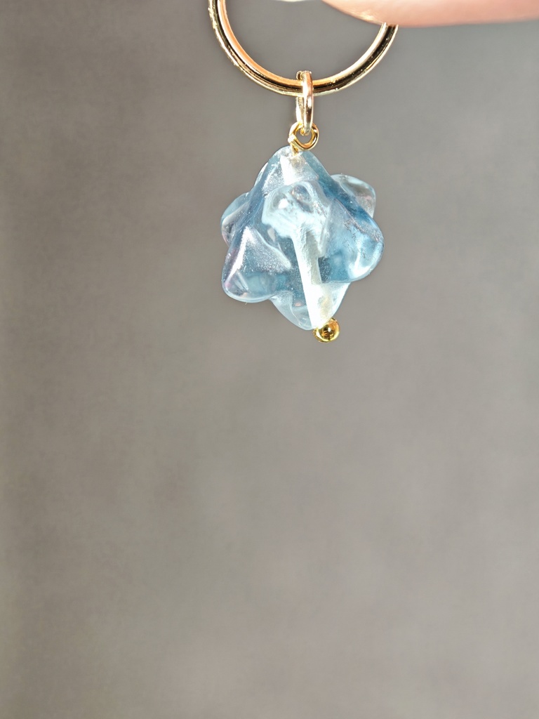 送料無料 片耳用 ブルーグリーン マルカバスター フローライト イヤーカフ ピアス、イヤリング変更可能