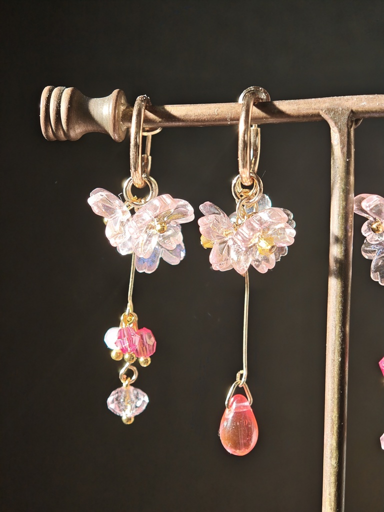 送料込 桜 しゃらり サクラ ピアス イヤリング お揃いかんざしは別ページ