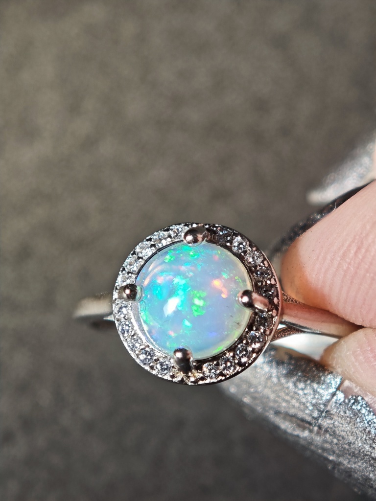 動画確認あり 蛍光グリーン オパール リング 指輪 MCB