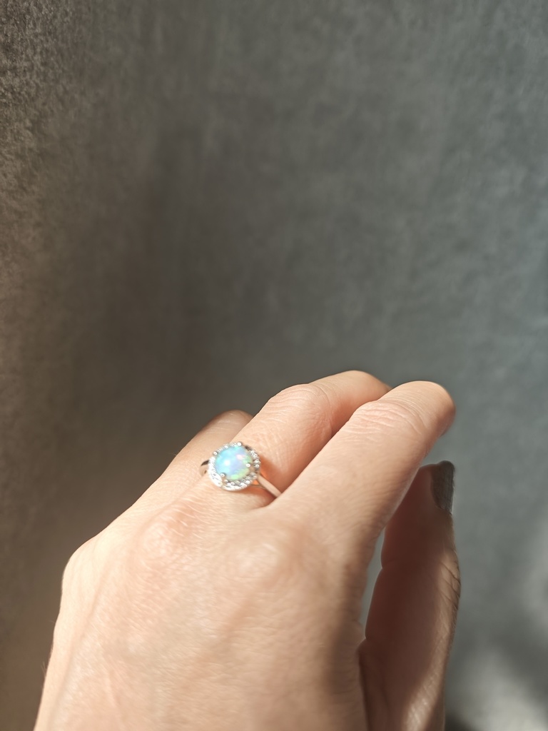 動画確認あり 蛍光グリーン オパール リング 指輪 MCB