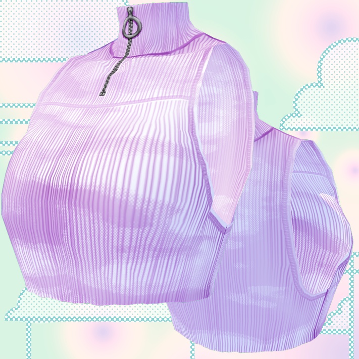 knitted crop top with zipper (Vroid texture)