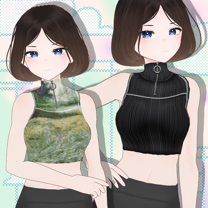 knitted crop top with zipper (Vroid texture)