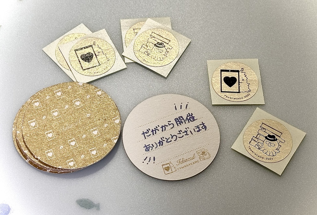 概念💀🐙/金色の丸型メッセージカード&シールのセット