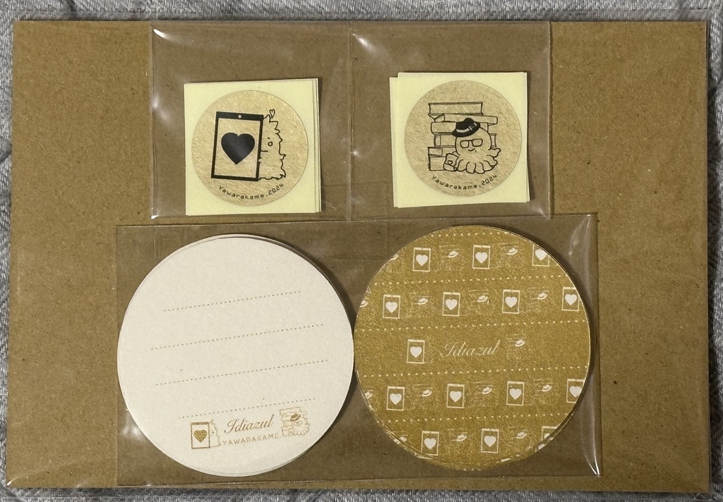 概念💀🐙/金色の丸型メッセージカード&シールのセット