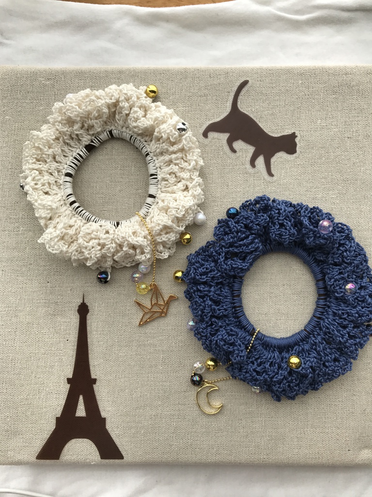 【刀剣乱舞】イメージ 手編み シュシュ 三日月宗近 鶴丸国永