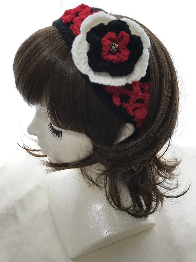 【刀剣乱舞】 イメージ 手編み カチューシャ カチューム ヘアバンド 刀ミュメンバー 三条組 三日月宗近 小狐丸 石切丸 今剣 岩融