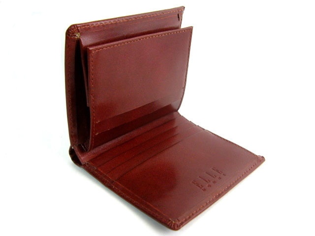 本牛革 二つ折り(小銭入れ付き) ワイン