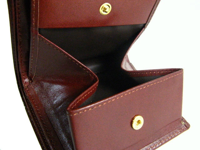 本牛革 二つ折り(小銭入れ付き) ワイン