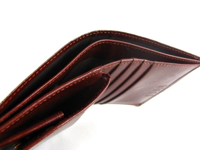 本牛革 二つ折り(小銭入れ付き) ワイン