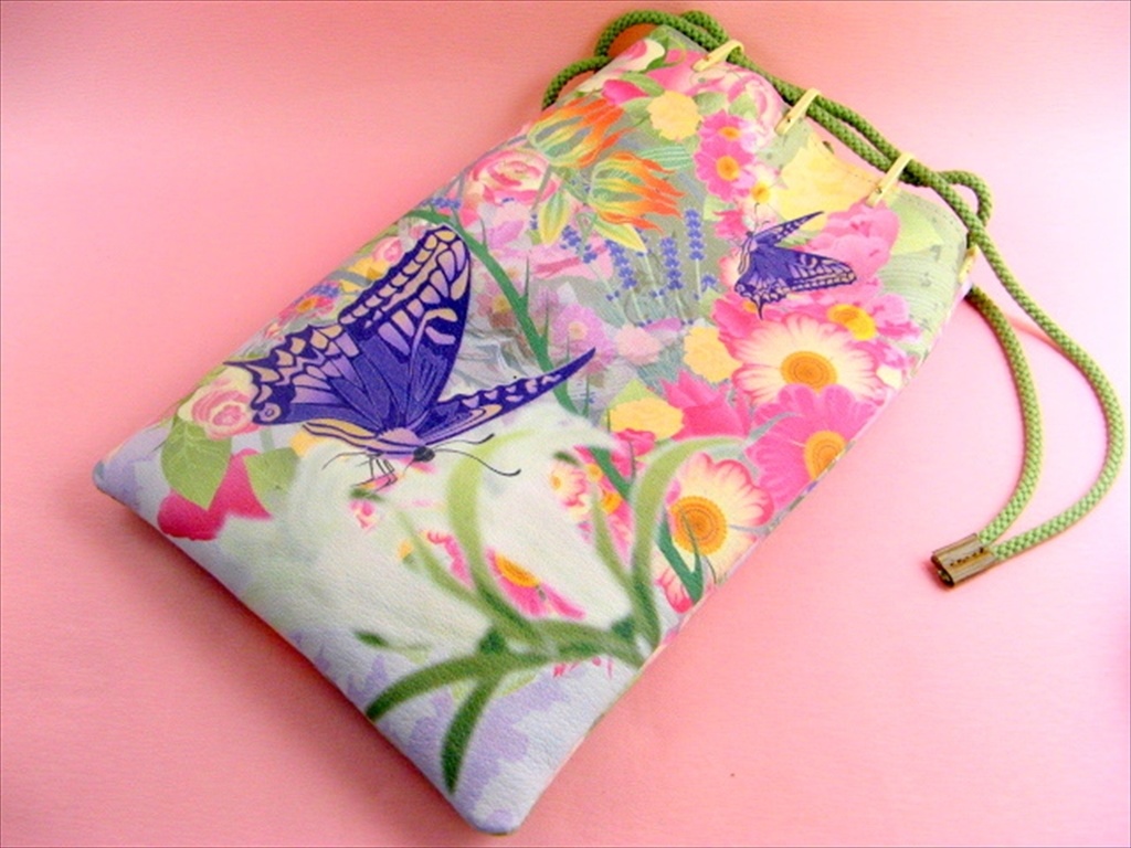 花と揚羽蝶 キンチャク袋