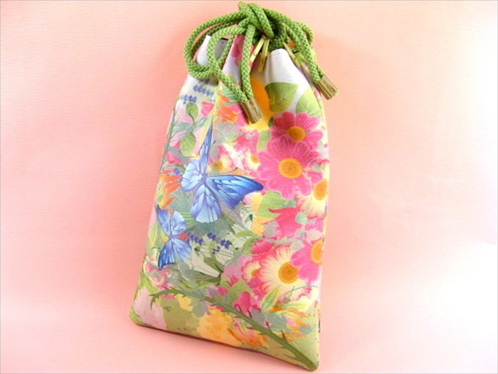 花と揚羽蝶 キンチャク袋