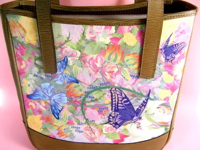 花と揚羽蝶 トートバッグ