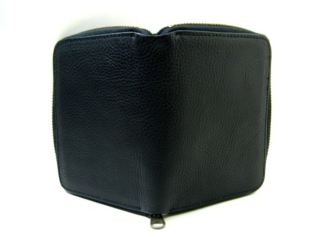 トスカーナ革 コインキャッチャー付き札入れ ブラック