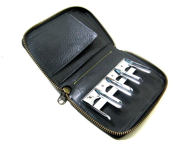 トスカーナ革 コインキャッチャー付き札入れ ブラック