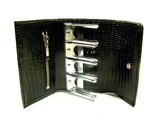 コインキャッチャー 財布 クロコダイルゴールド(エナメル加工牛革型押し)日本製