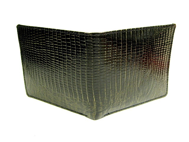 エナメル牛革型押し 二つ折り財布 (薄型スリム)