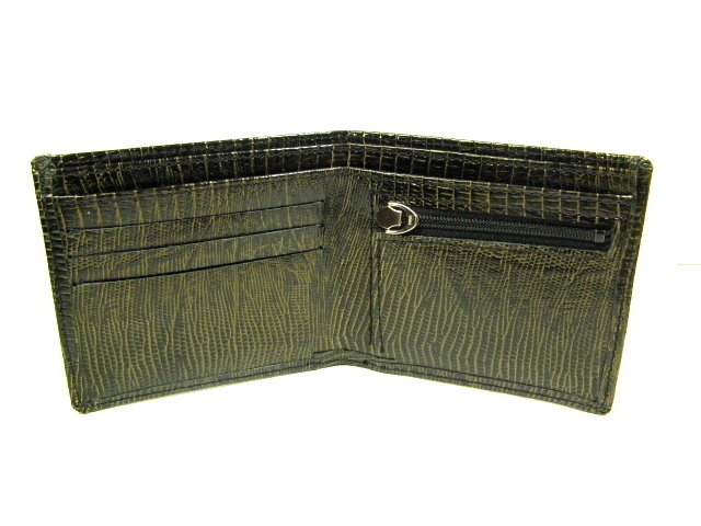 エナメル牛革型押し 二つ折り財布 (薄型スリム)