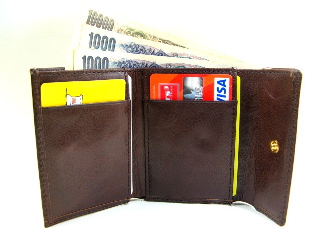 バッファロー 三つ折り財布 ブラウン